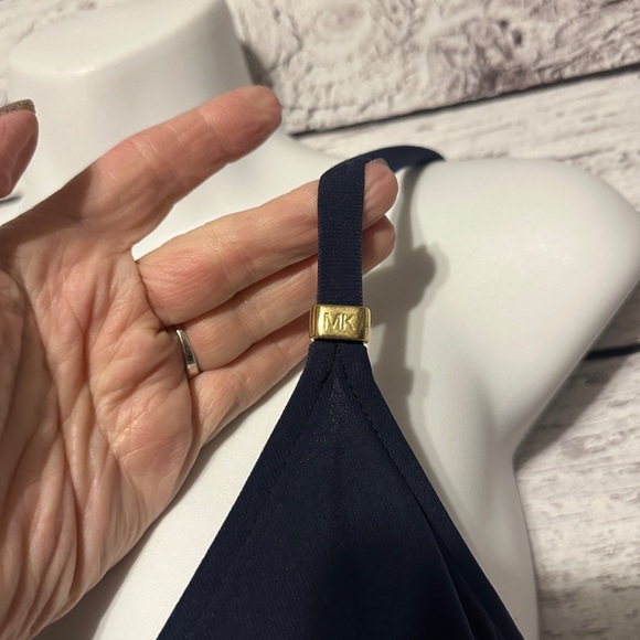 Michael Kors Twist Front Midi Dress Navy Size Small NWT Strappy Evening Cocktail - Picture 4 of 7